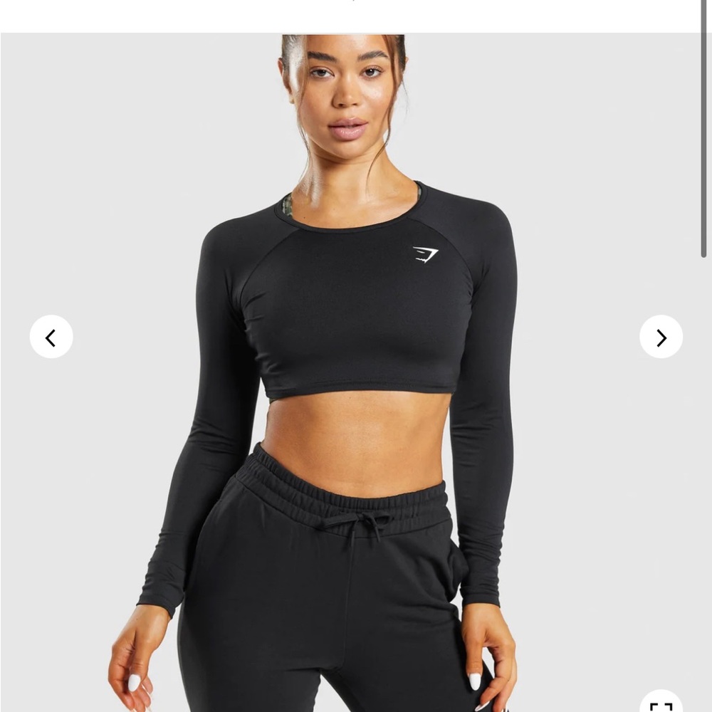 Gymshark, Crop top, Long sleeve, Black, size M, never worn, brand new